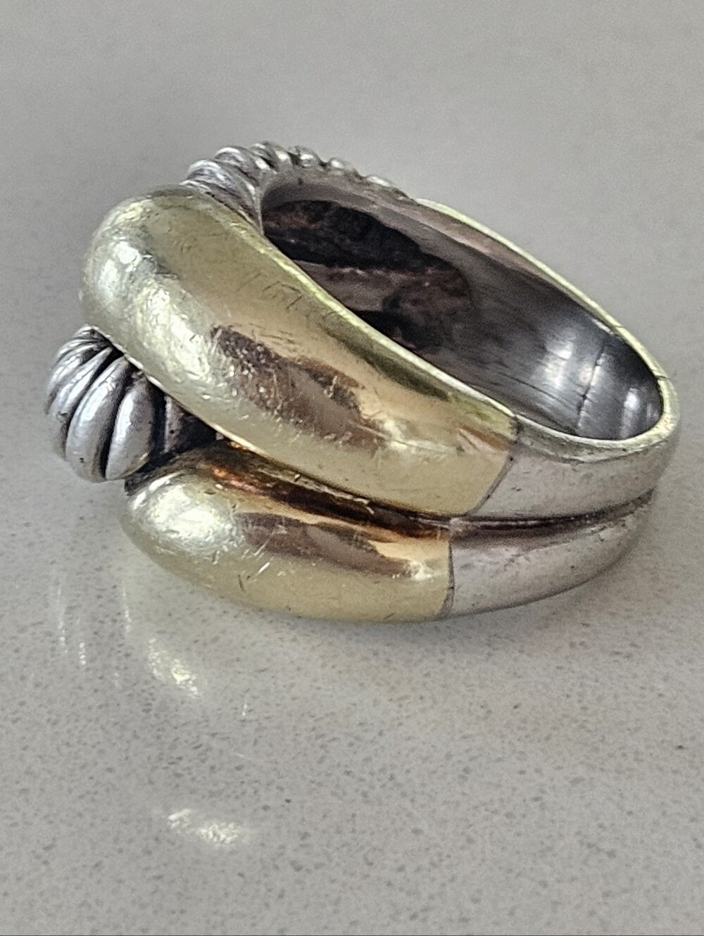 Vintage David Yurman Sculptured Rope Sterling Silver 14k 16mm Statement Ring - Picture 3 of 9